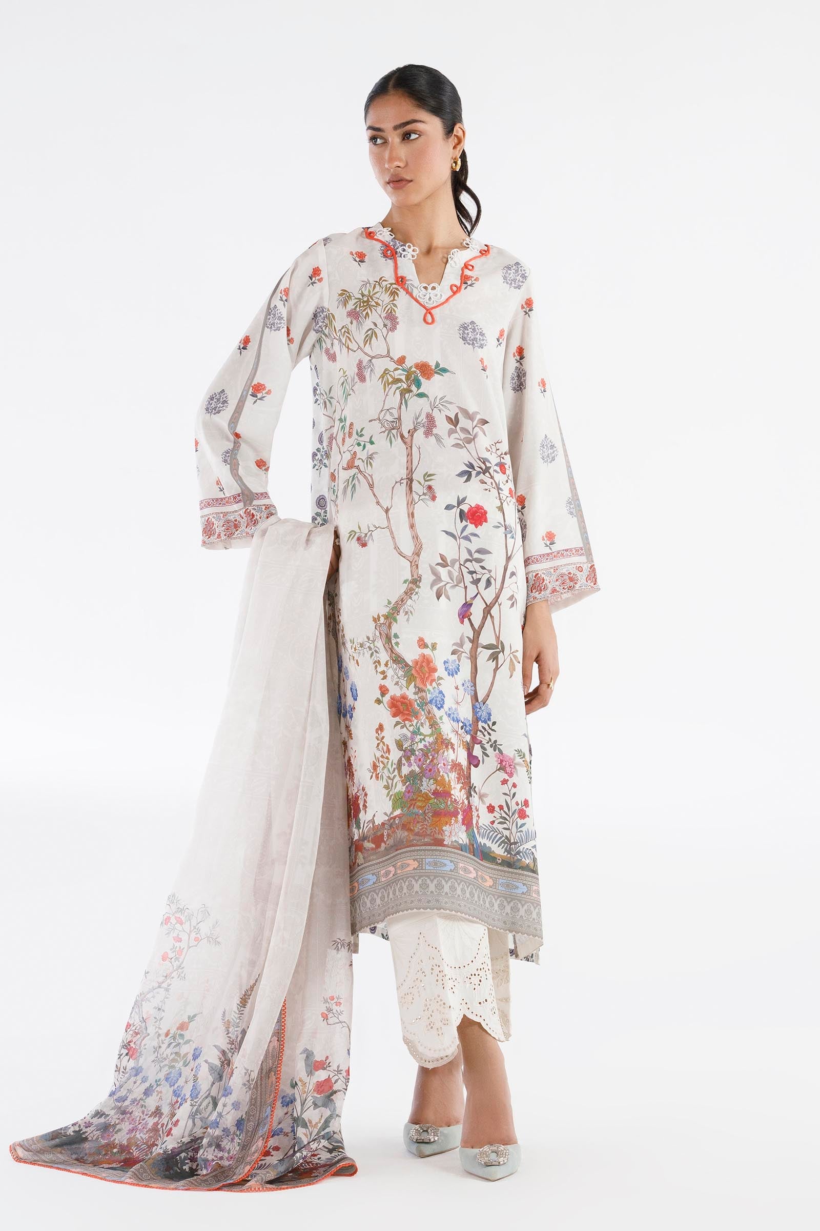Stitched Printed Crepe Shirt + Dupatta