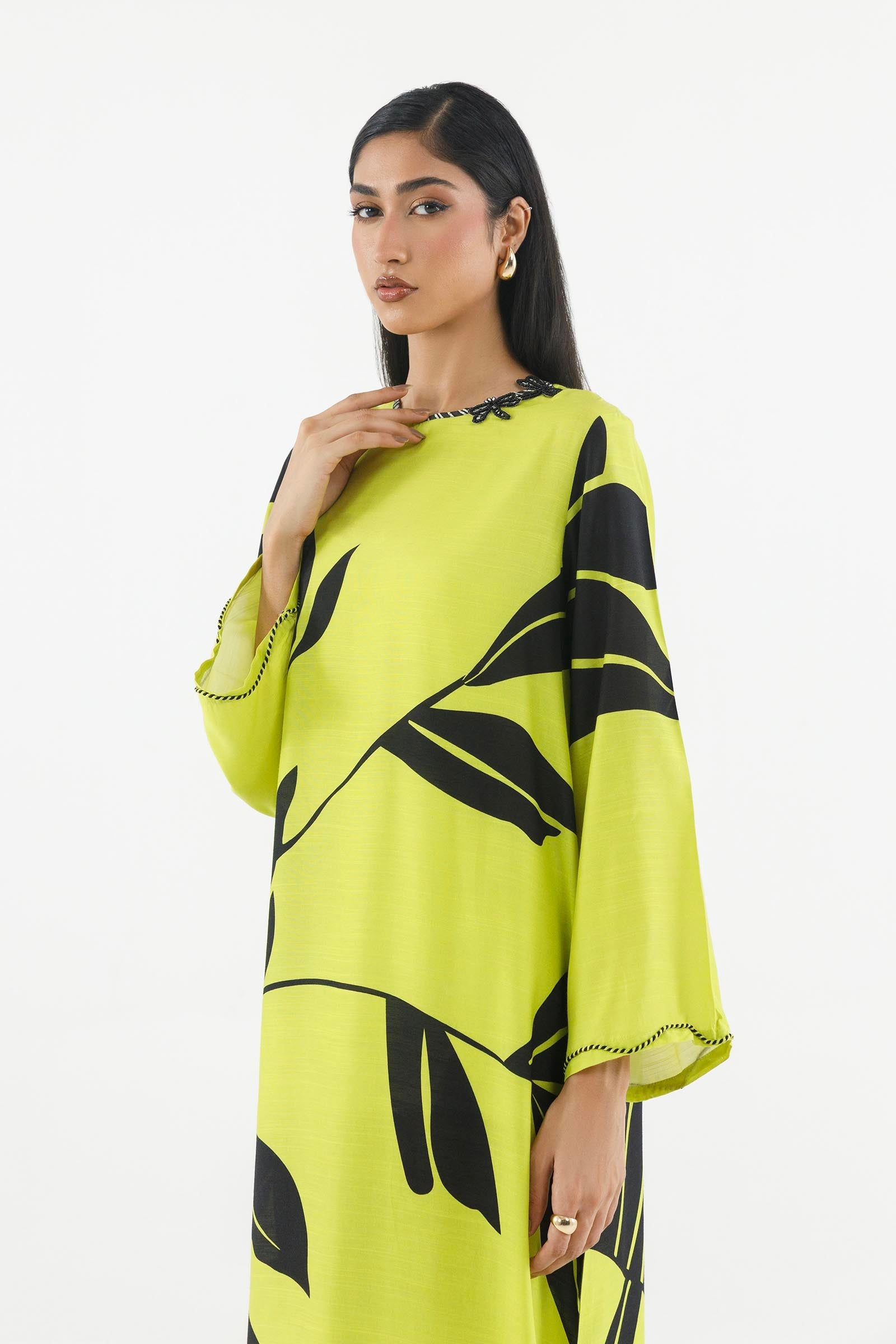 Stitched Printed Raw Silk Shirt