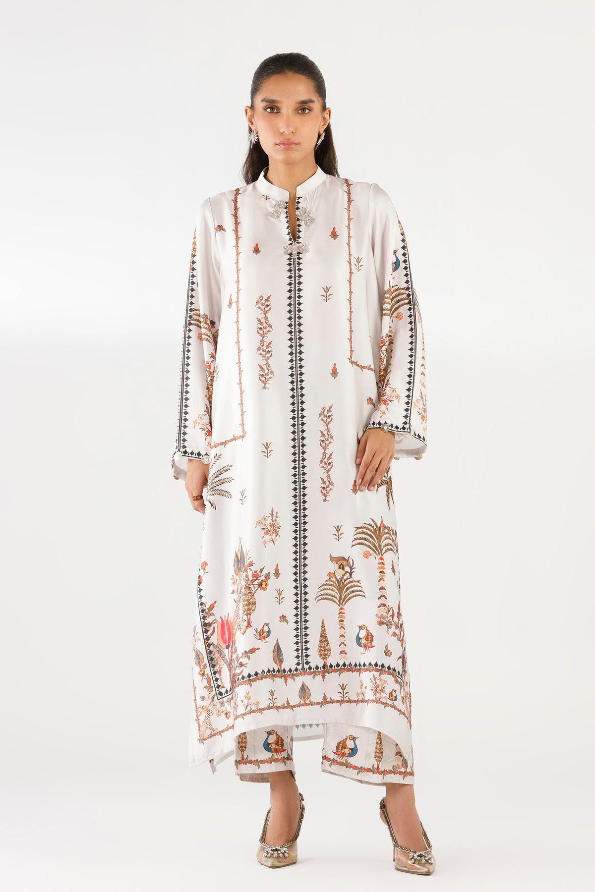 Stitched Printed Satin Shirt+ Culotte