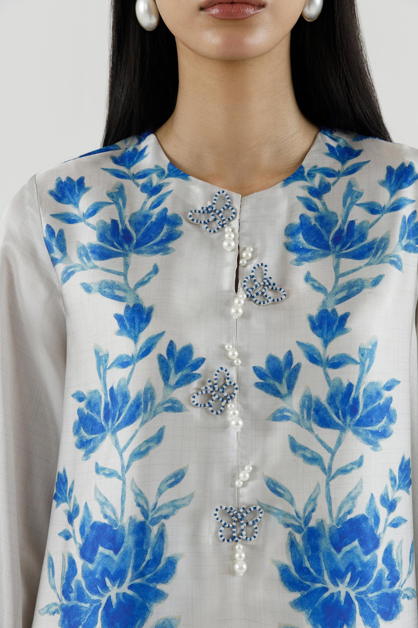 Stitched Printed Satin Shirt+ Culotte