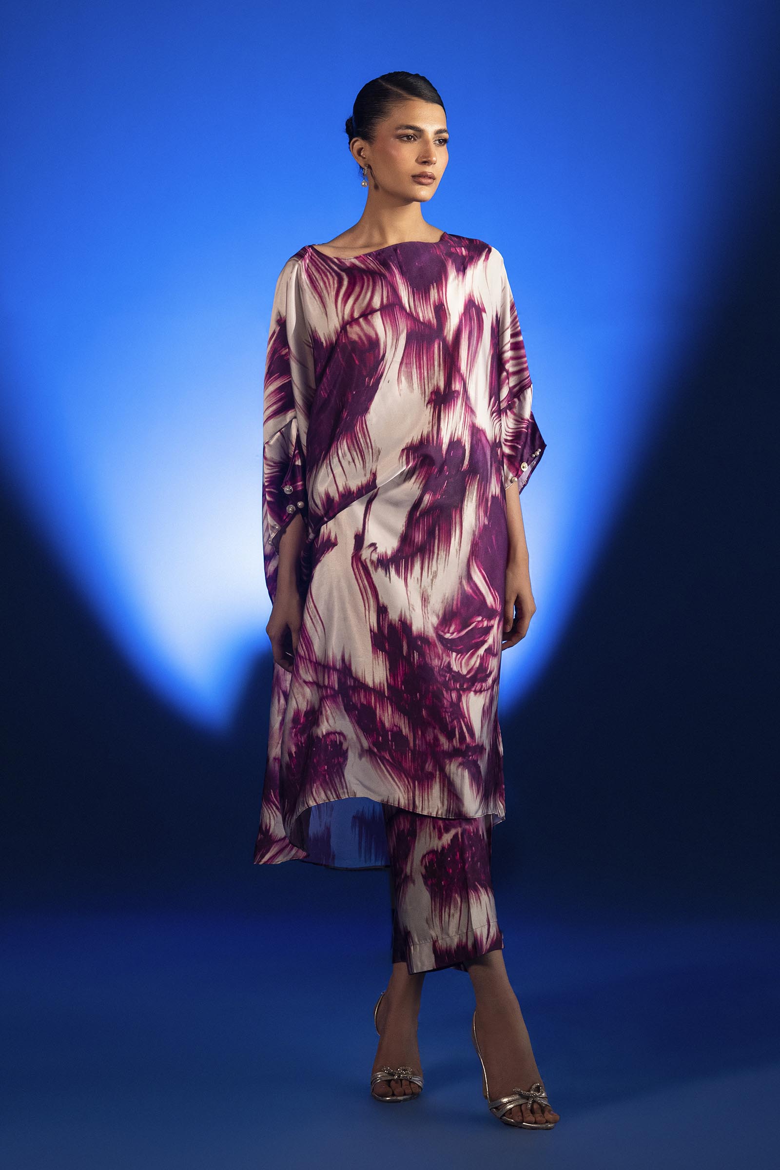 Stitched Printed Satin Shirt+ Culotte