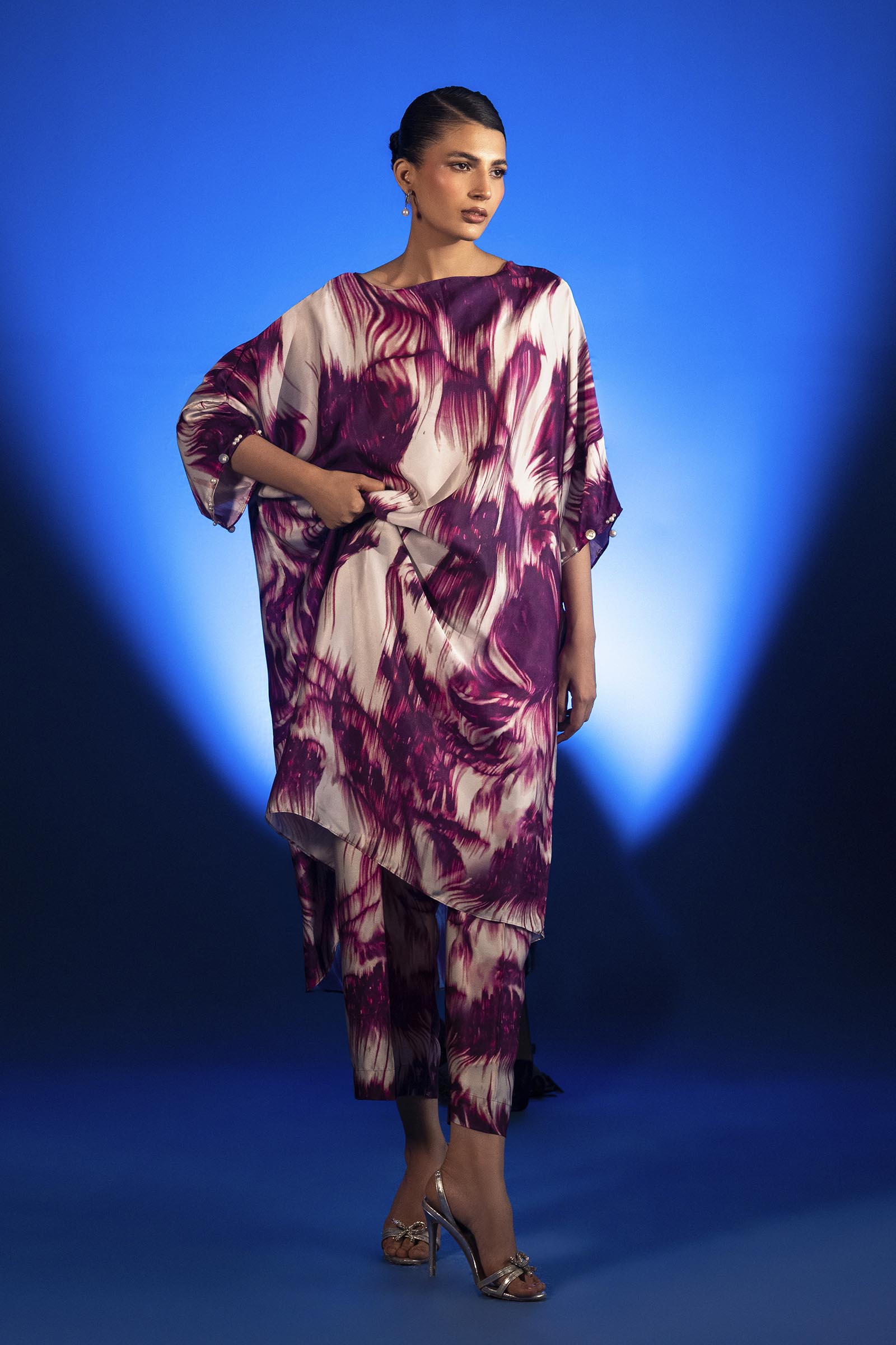 Stitched Printed Satin Shirt+ Culotte