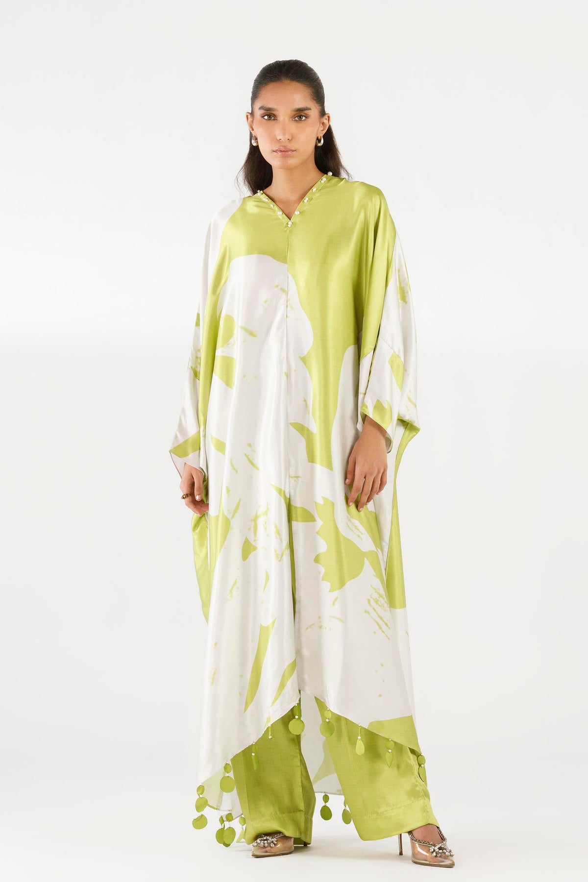 Stitched Printed Satin Shirt+ Culotte