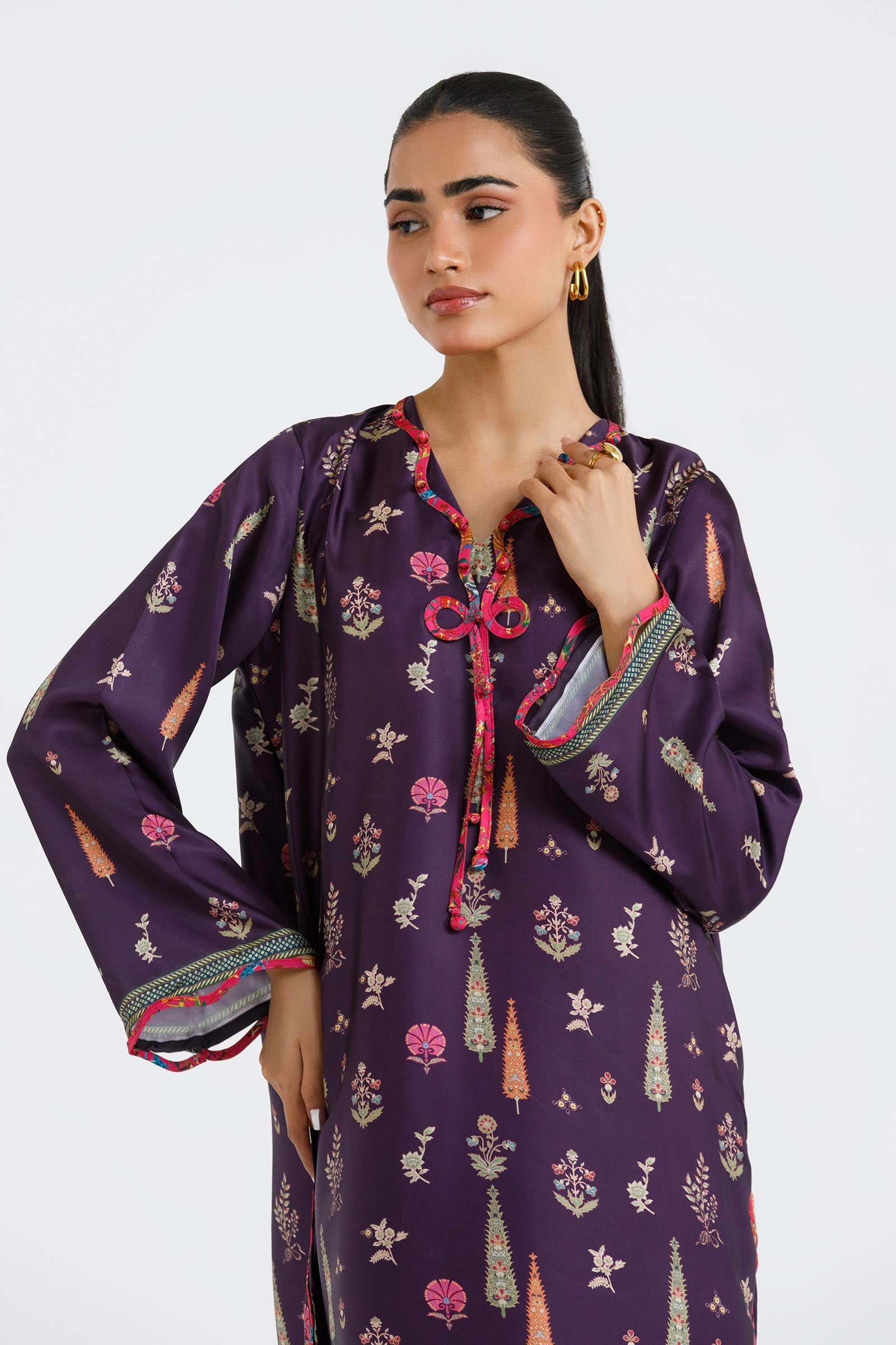 Stitched Printed Satin Shirt+ Culotte