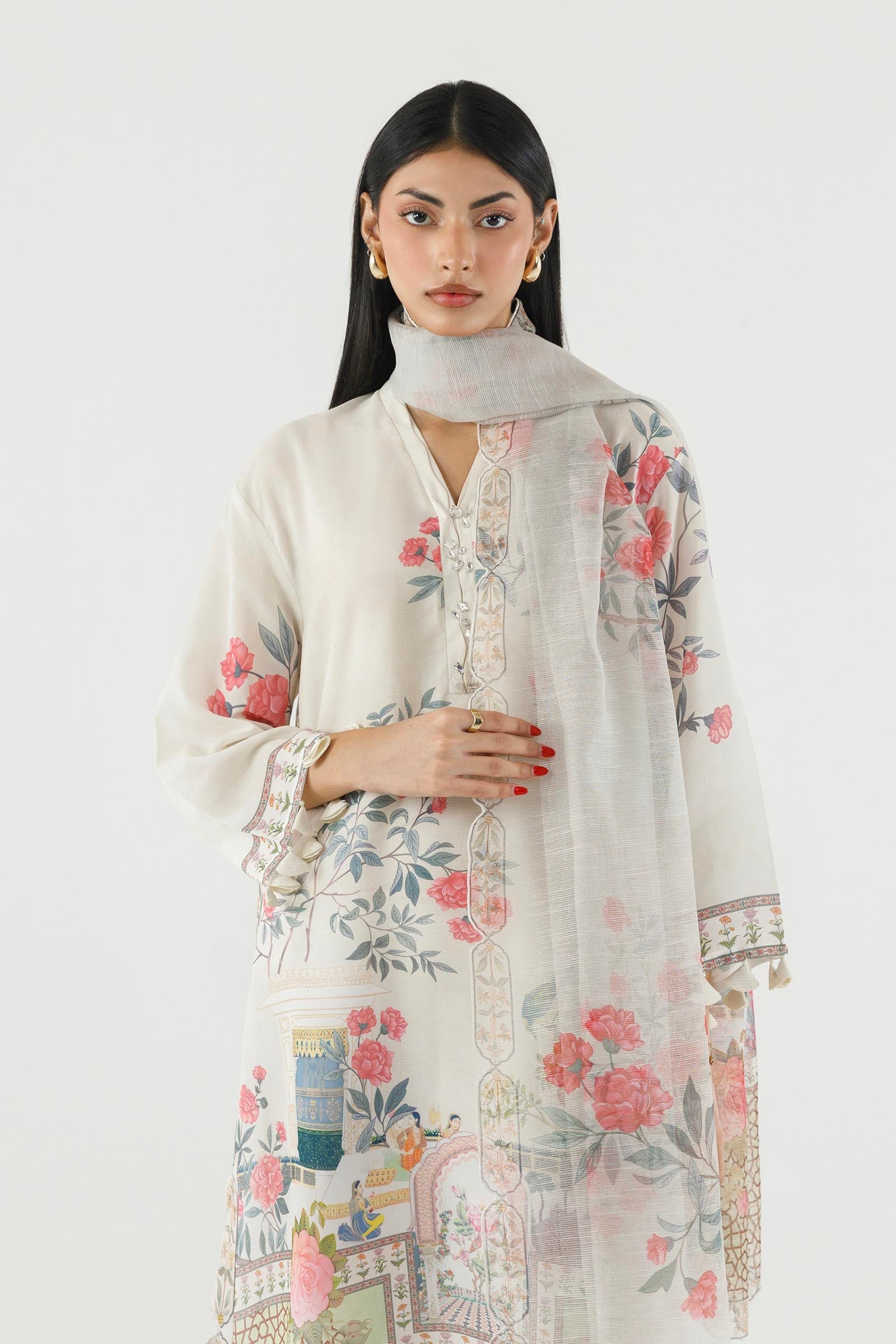 Stitched Printed Crepe Shirt+ Dupatta
