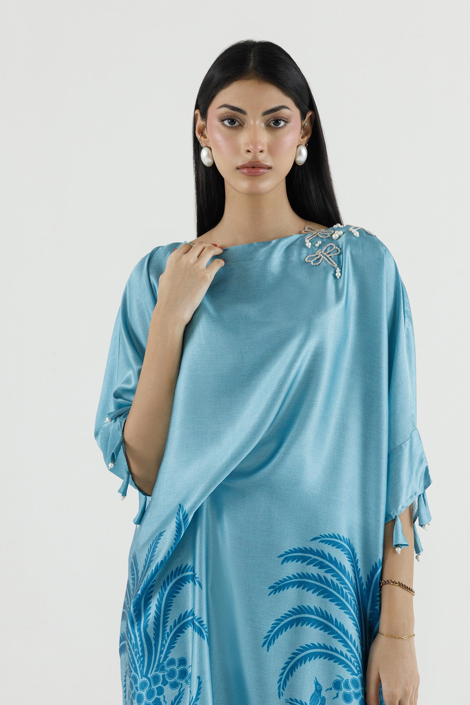 Stitched Printed Satin Shirt+ Culotte