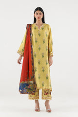 Stitched Printed Satin Suit