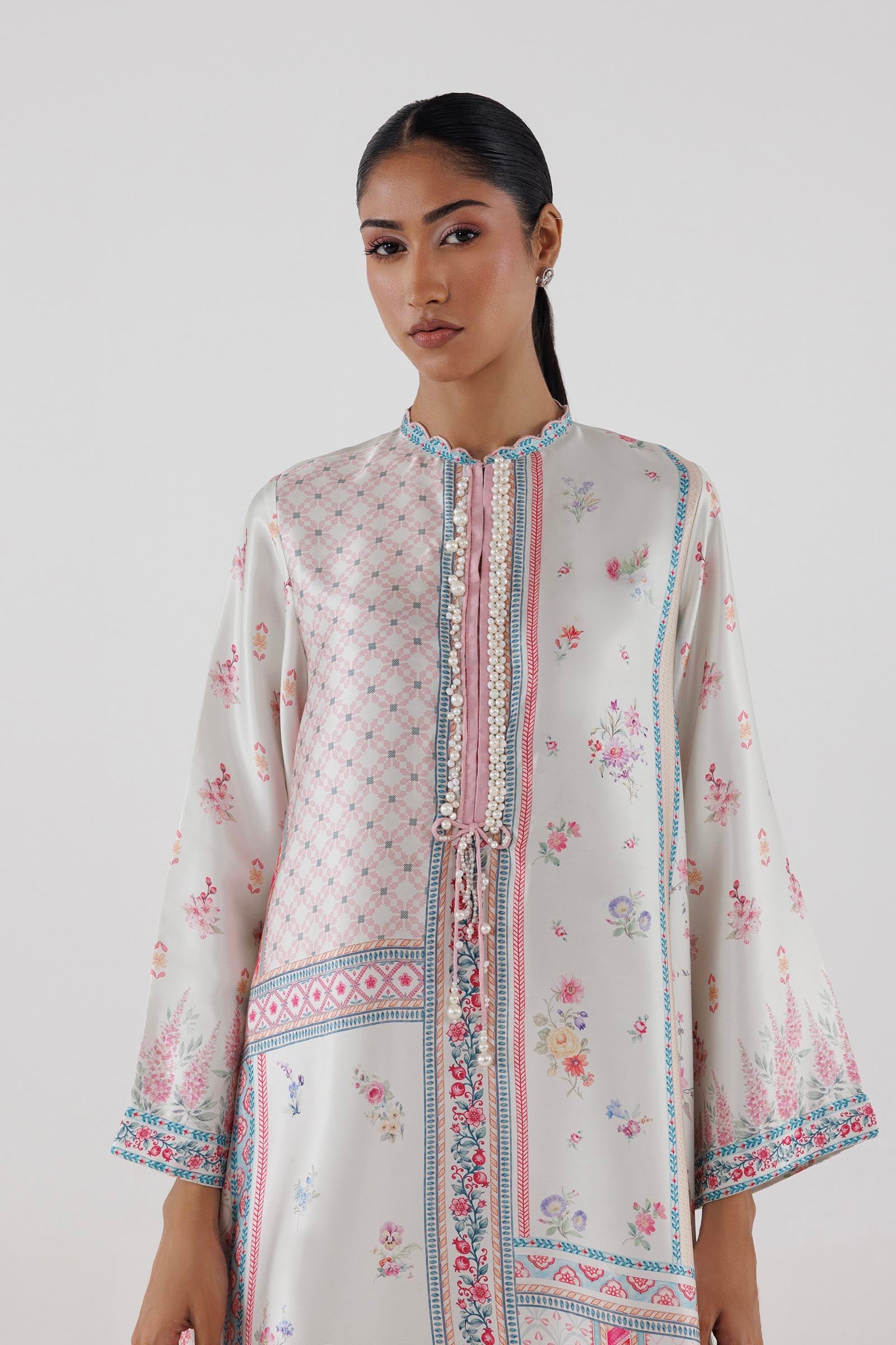 Stitched Printed Satin Shirt+ Culotte