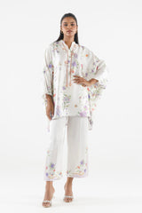 Stitched Printed Satin Shirt+  Culotte