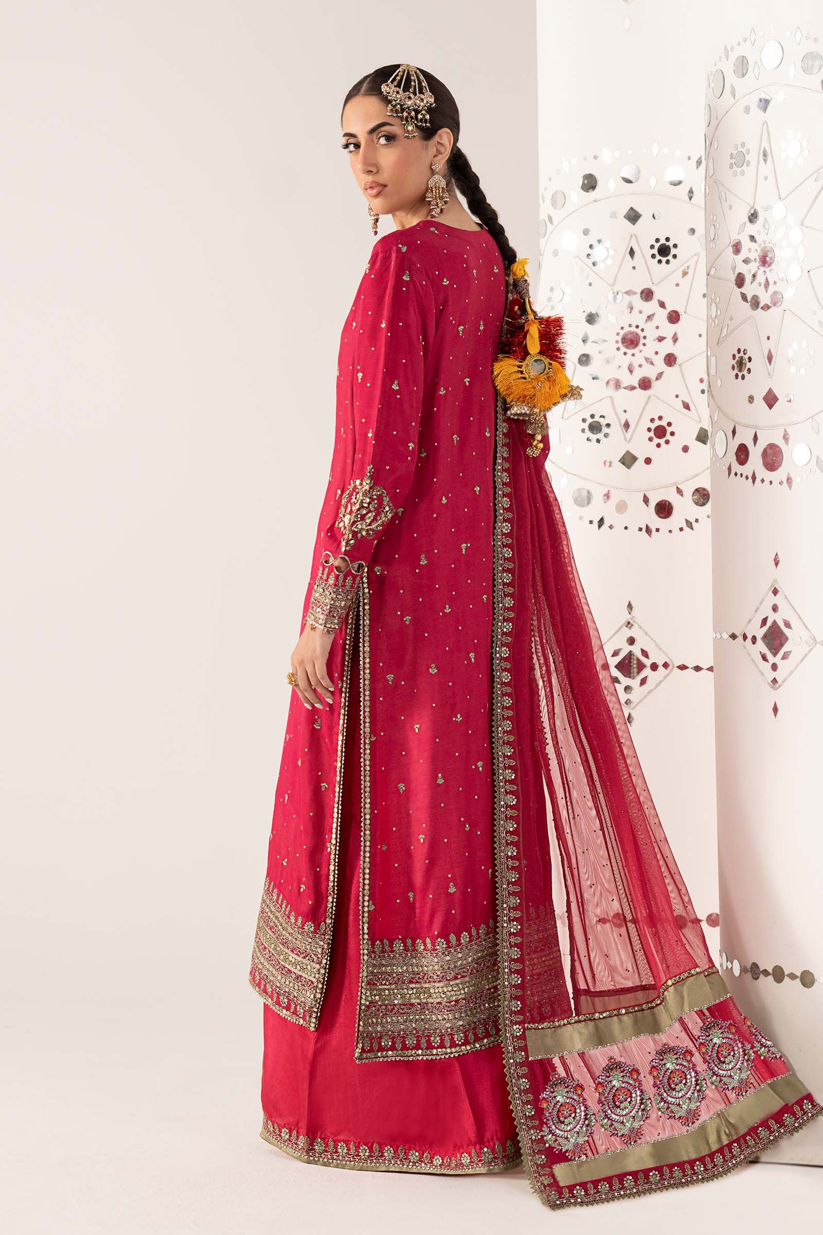3 Piece Embroidered Raw Silk Suit