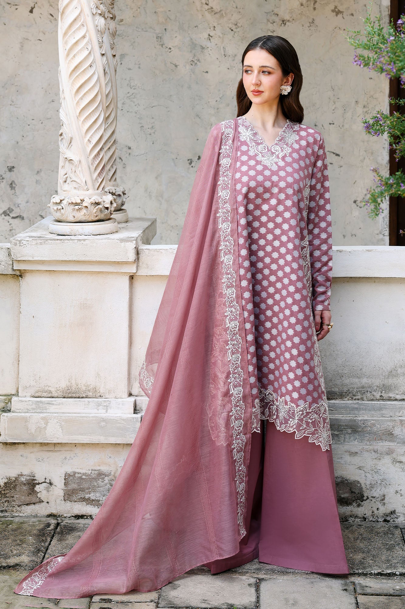ASH ROSE -3PC (SHIRT, TROUSER & DUPATTA)
