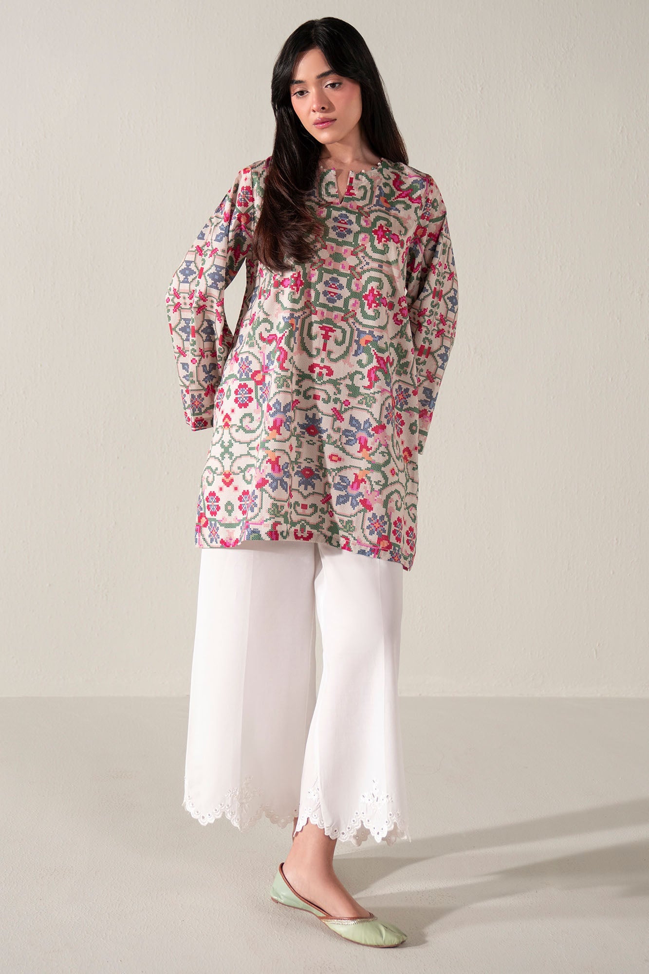CORAL BLOOM PRINTED LAWN SHIRT