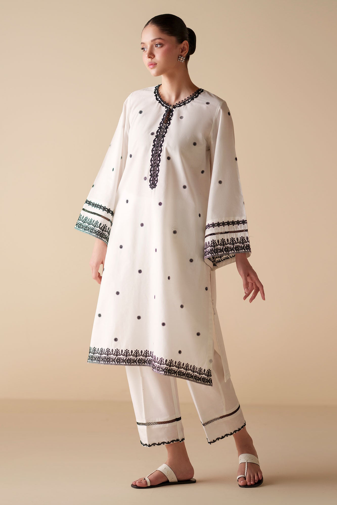 LUNAR IVORY EMBROIDERED CAMBRIC SHIRT