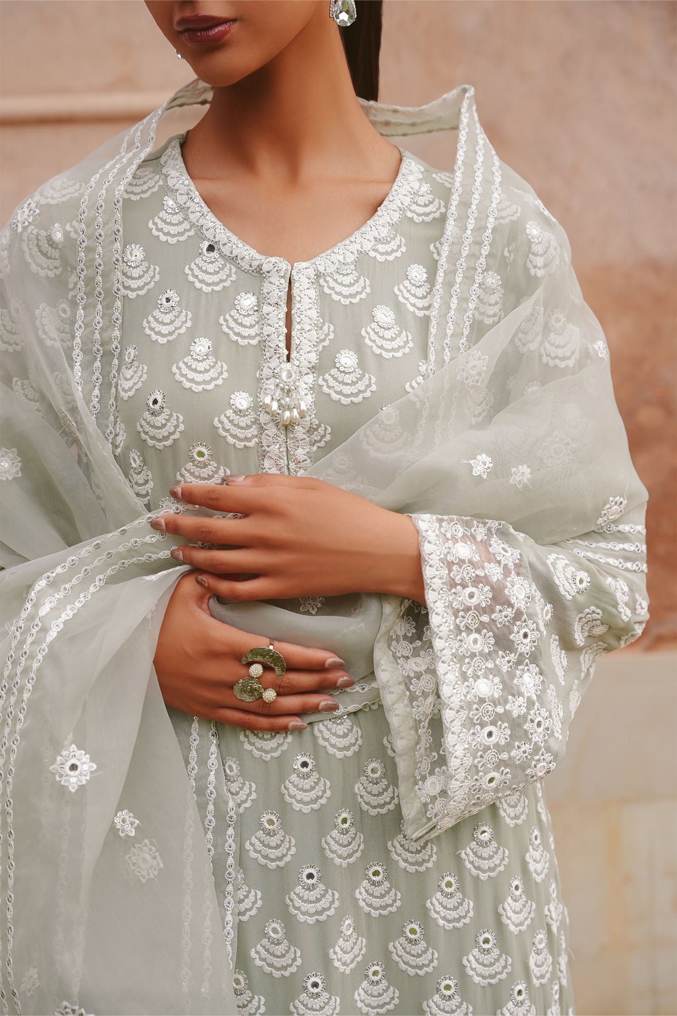 AQUA SPARKLE-3PC (SHIRT, TROUSER & DUPATTA)
