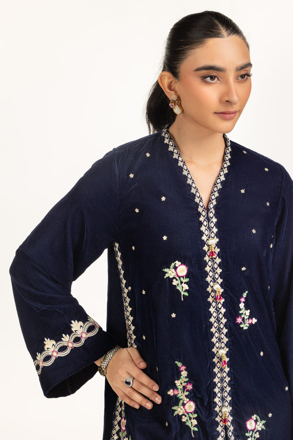 Velvet Embroidered Shirt And Trouser