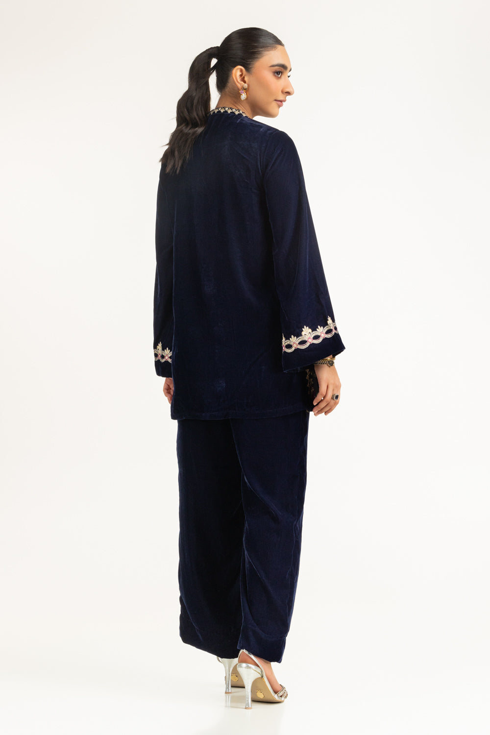 Velvet Embroidered Shirt And Trouser