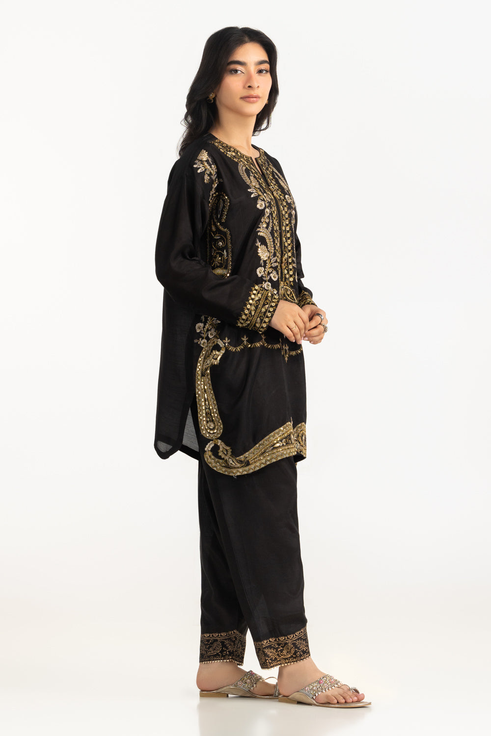 Viscose Raw silk Embroidered Co-Ord Set