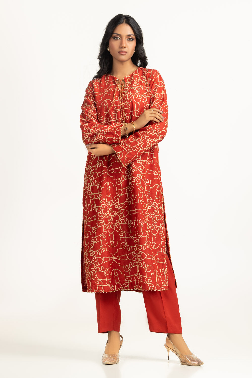 Viscose Rawsilk Embroidered Shirt And Trouser