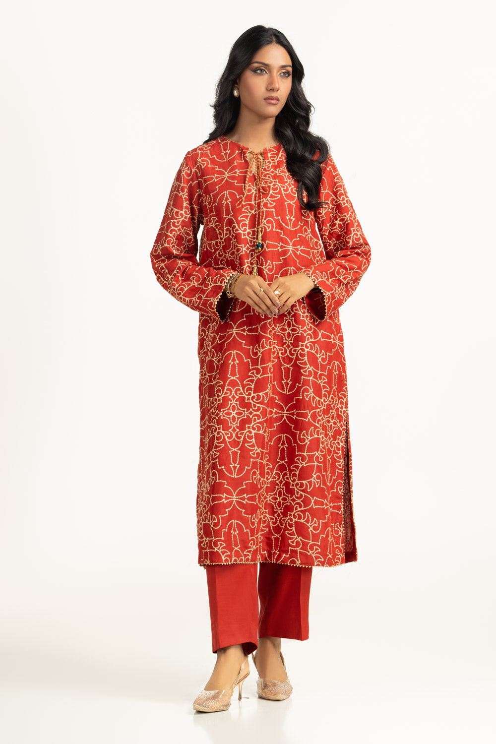 Viscose Rawsilk Embroidered Shirt And Trouser