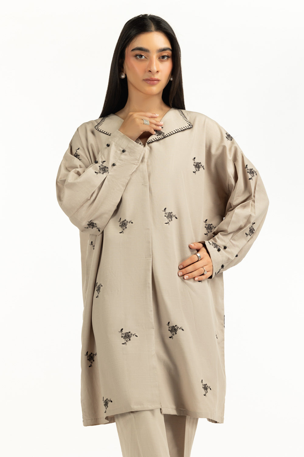 Viscose Slub Embroidered Co-Ord Set