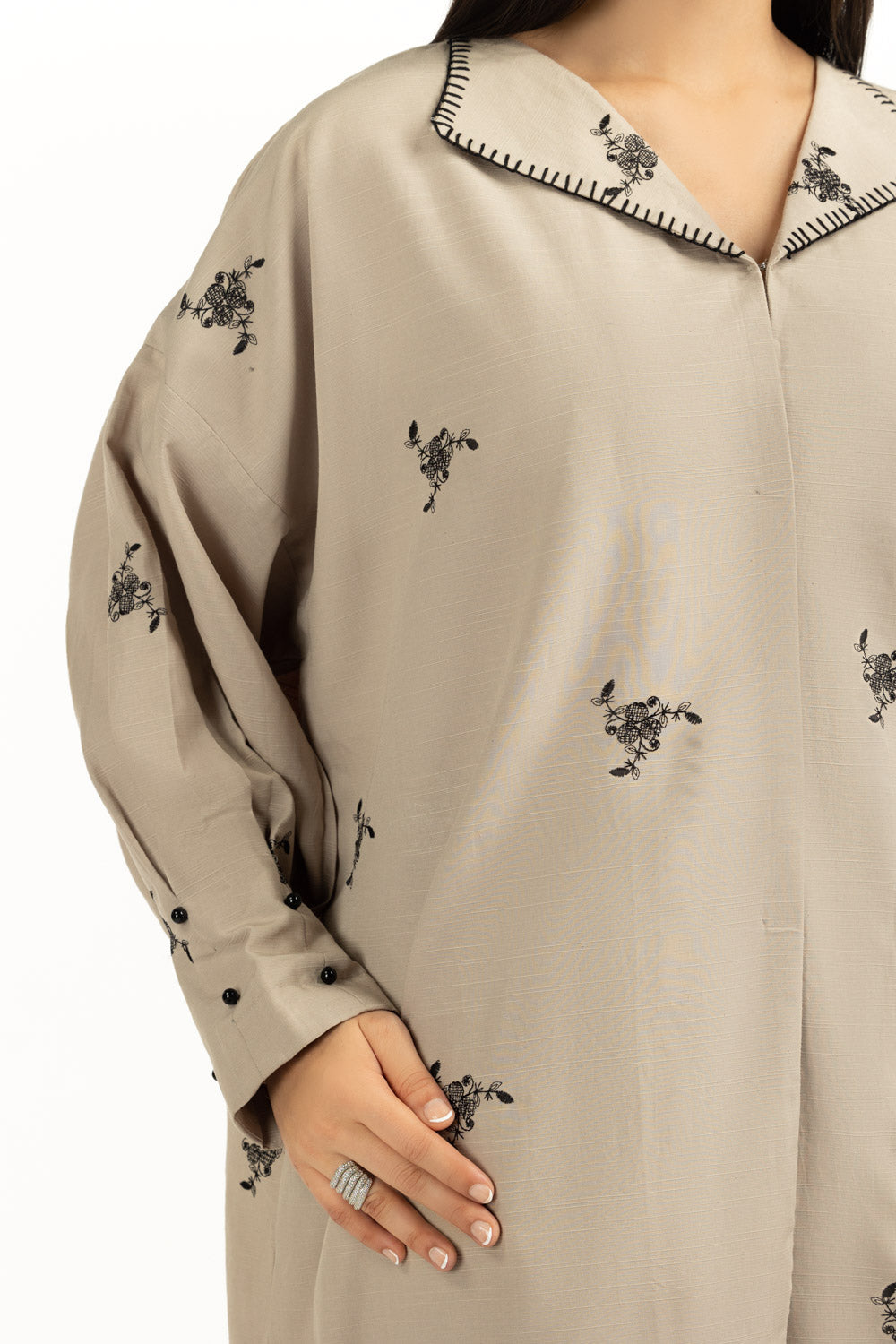 Viscose Slub Embroidered Co-Ord Set