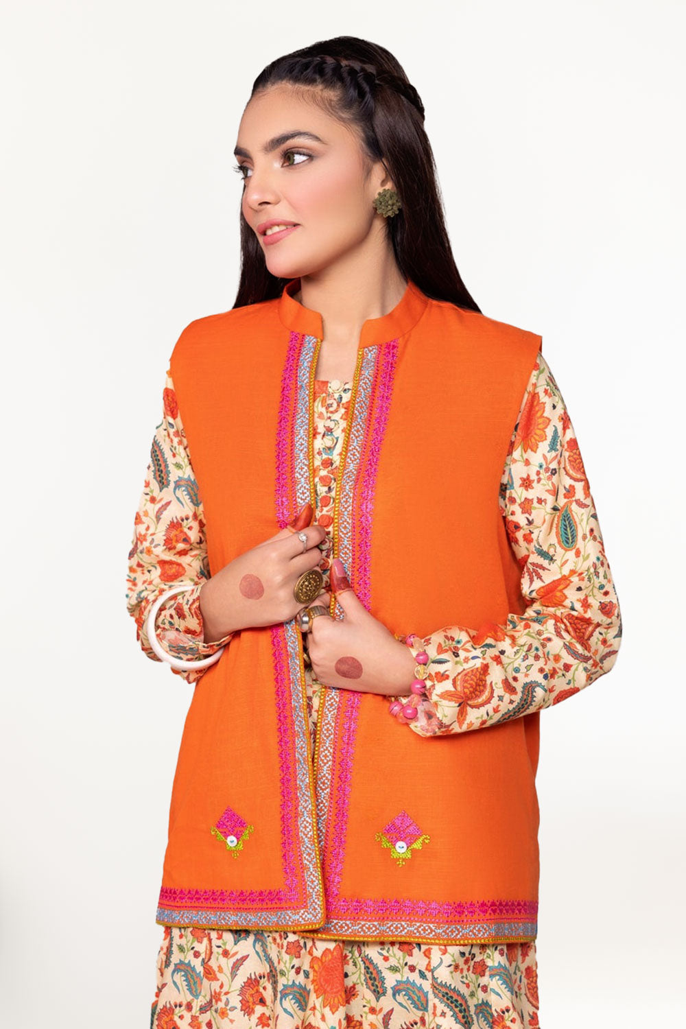 Printed Melody Embroidered WaistCoat