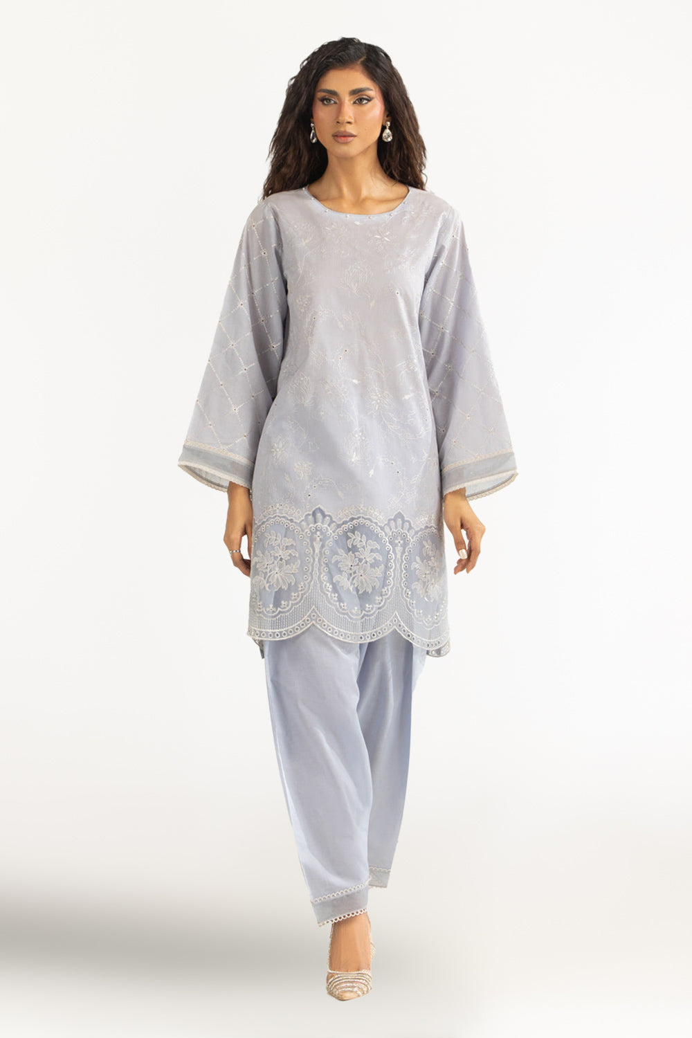 Cambric Embroidered Co-Ord Set