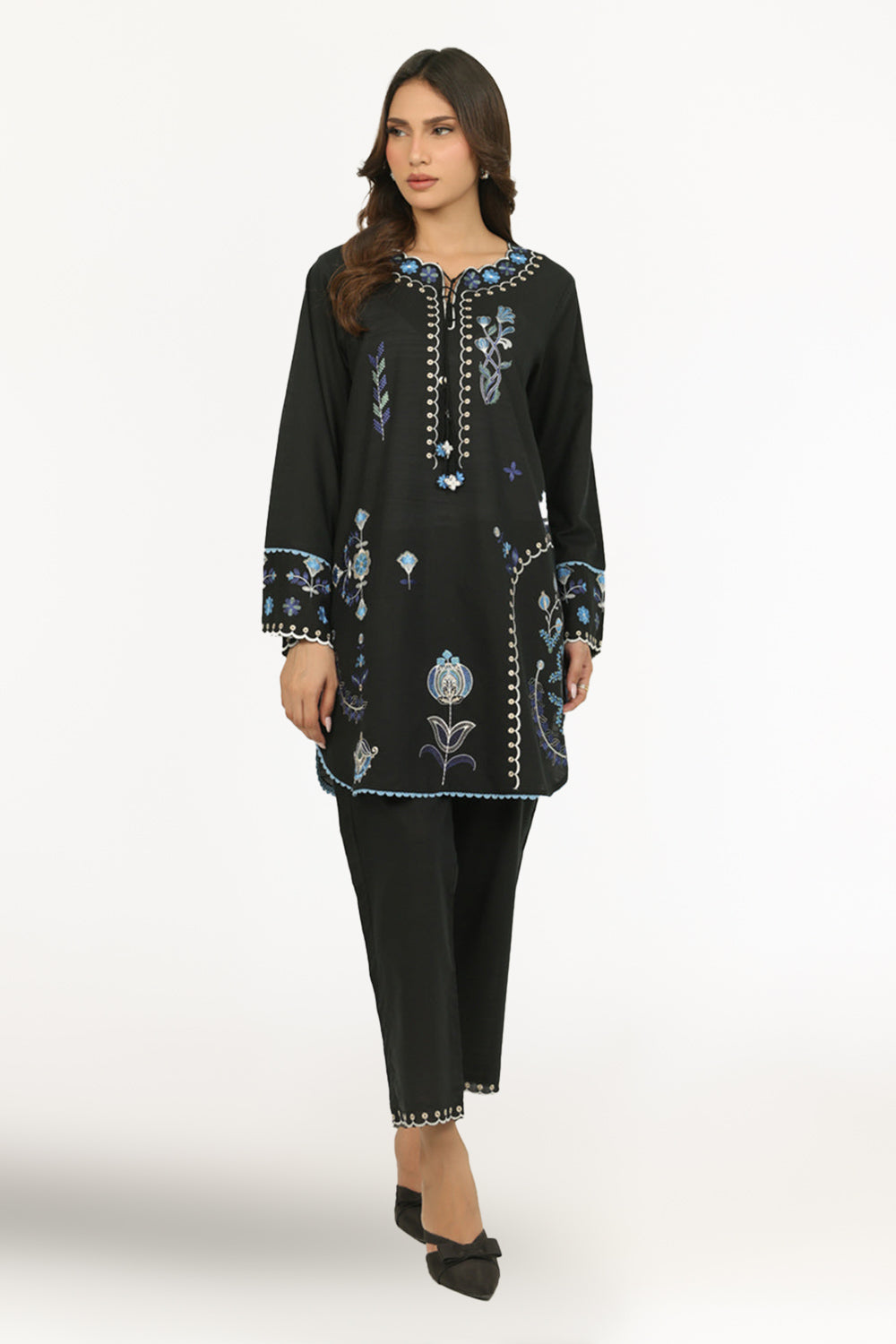 Cotton Viscose Slub Embroidered Co-Ord Set