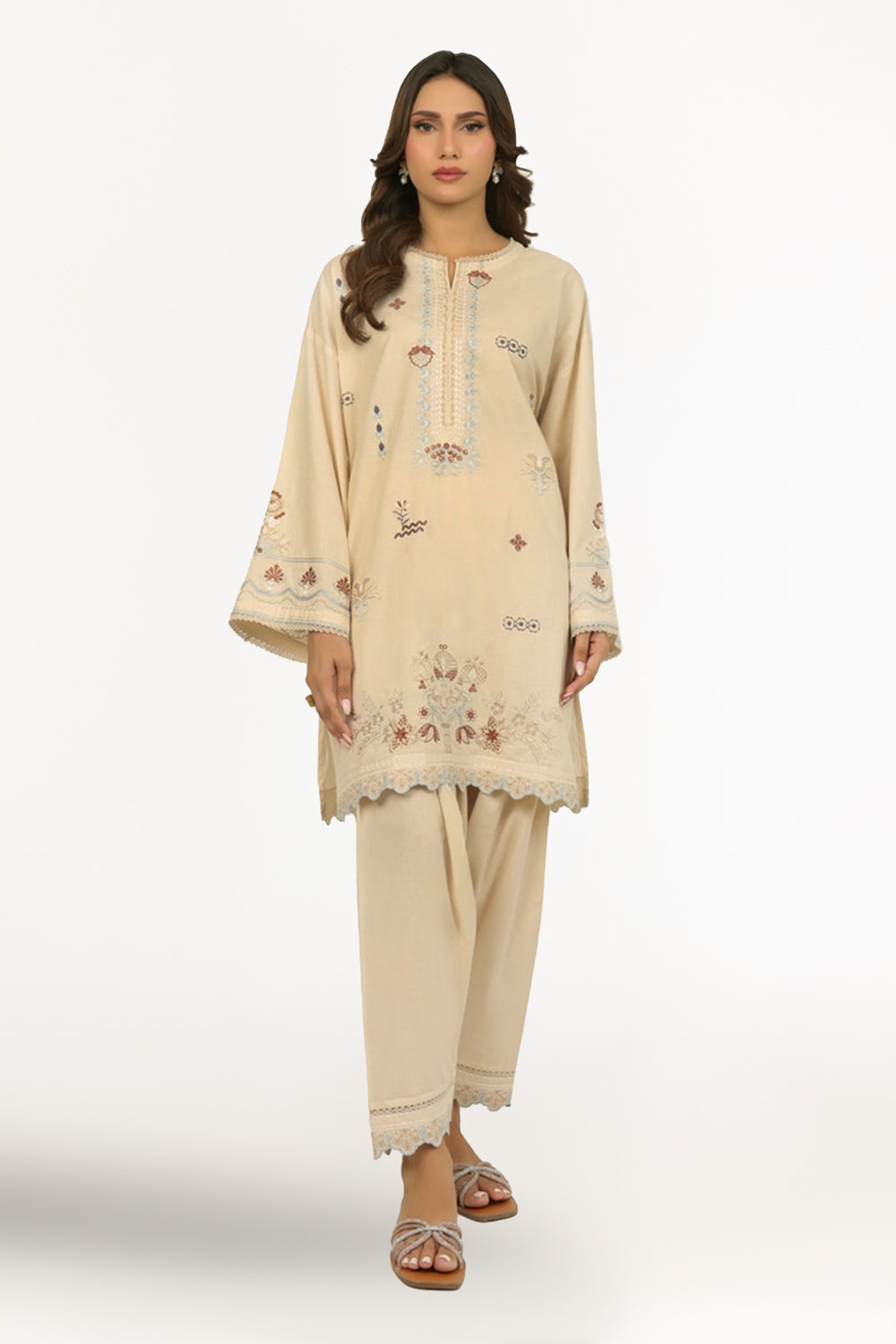 Cambric Embroidered Co-Ord Set