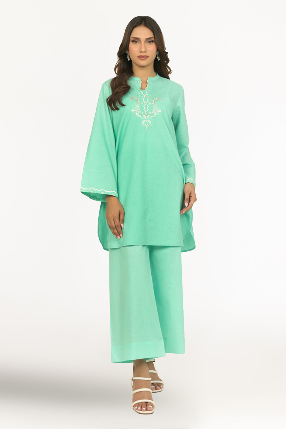 Dobby Embroidered Shirt And Cambric Trouser
