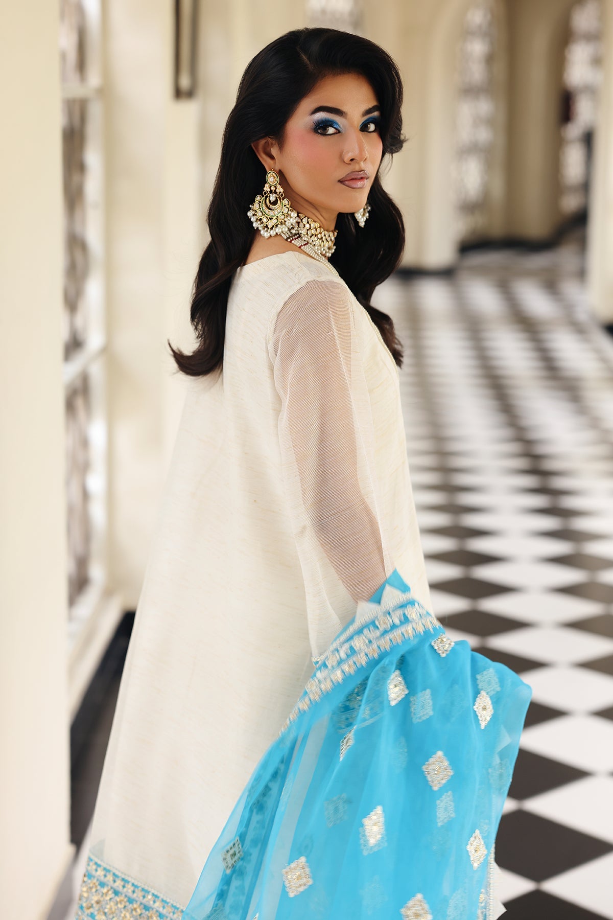 3-PC  Embroidered Cotton Net CMA-5-239