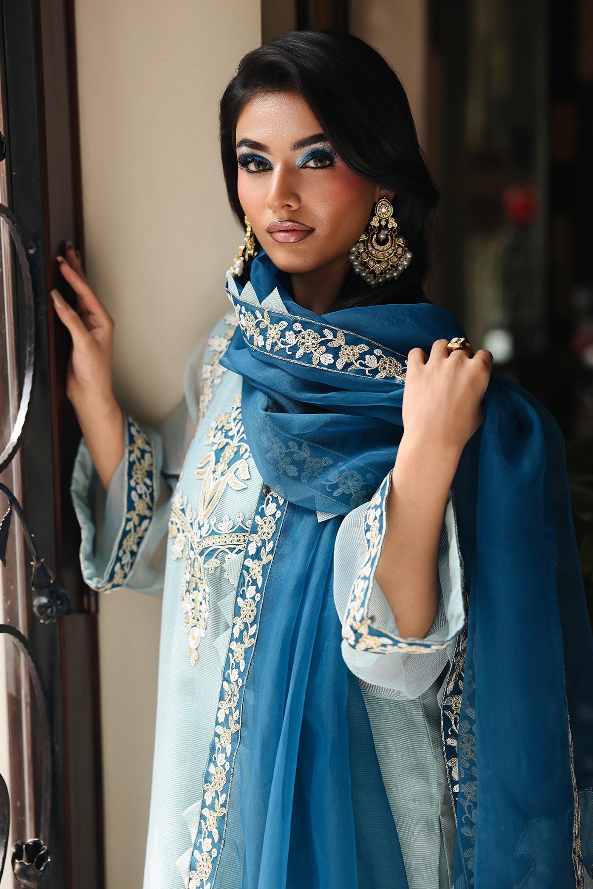 3-PC  Embroidered Cotton Net CMA-5-238