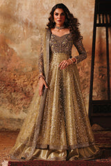 3-PC Embroidered  Net STM-5-07 - Pistachio green