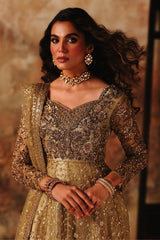 3-PC Embroidered  Net STM-5-07 - Pistachio green