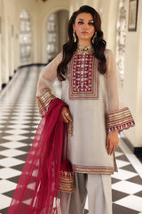 3-PC Embroidered  Cotton Net CMA-5-233