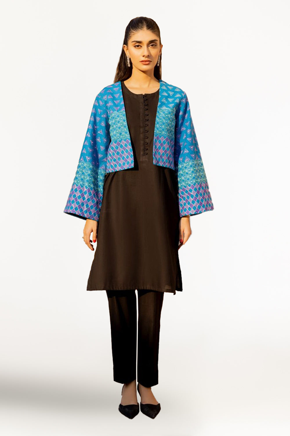 Khaddar Embroidered Crop Jacket