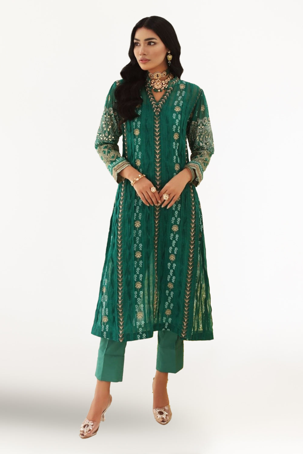 Cotton Net Shirt And Silk Viscose Trouser