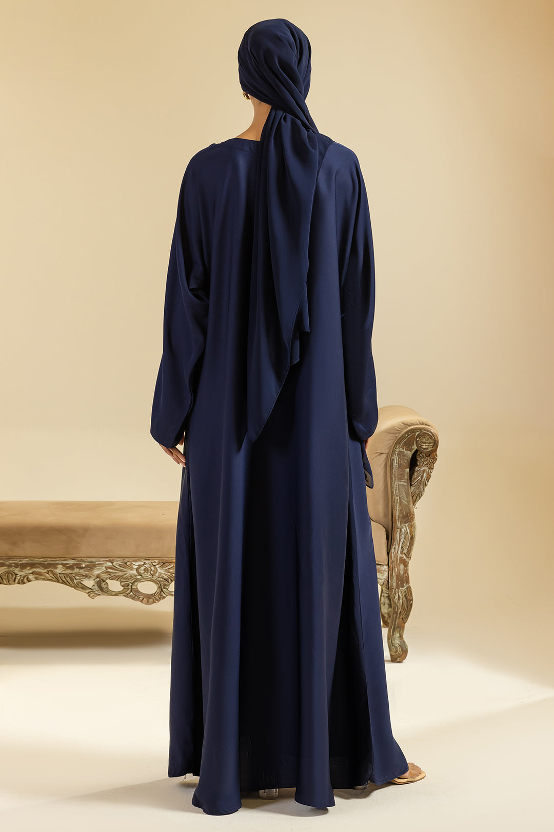 Single Button Plain Abaya with Pocket - 5014