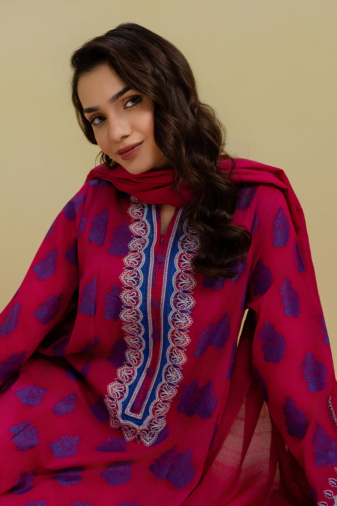 Embroidered Kurta Dupatta Trouser - 1249