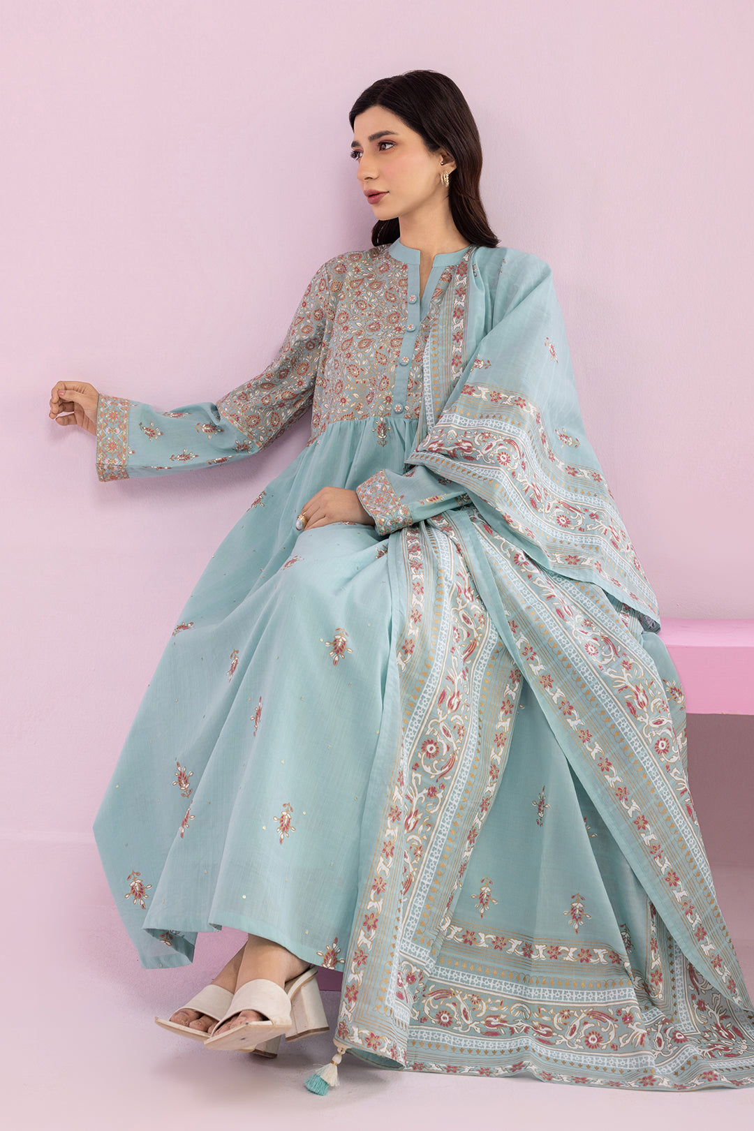 Embroidered Kurta Dupatta Trouser - 2504