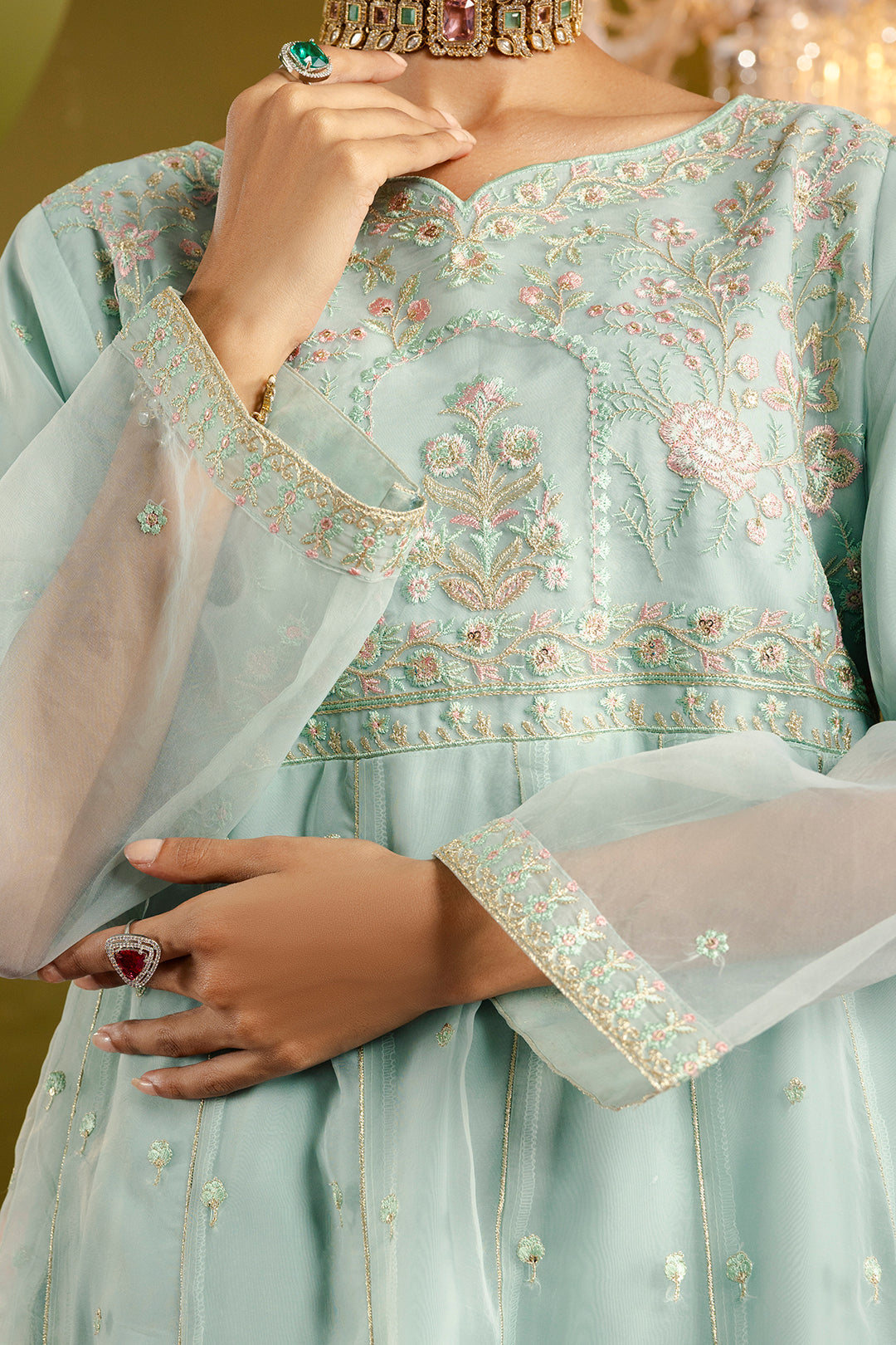 Frock With Trousers & Dupatta - 0715
