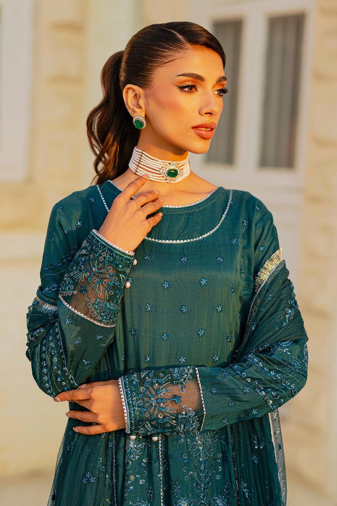 Embroidered Kurta Dupatta Trouser - 0738