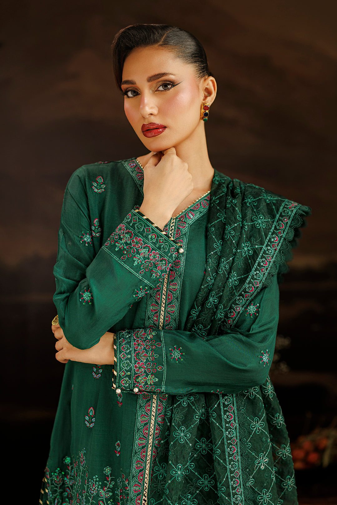 Embroidered Kurta Dupatta Trouser - 2735