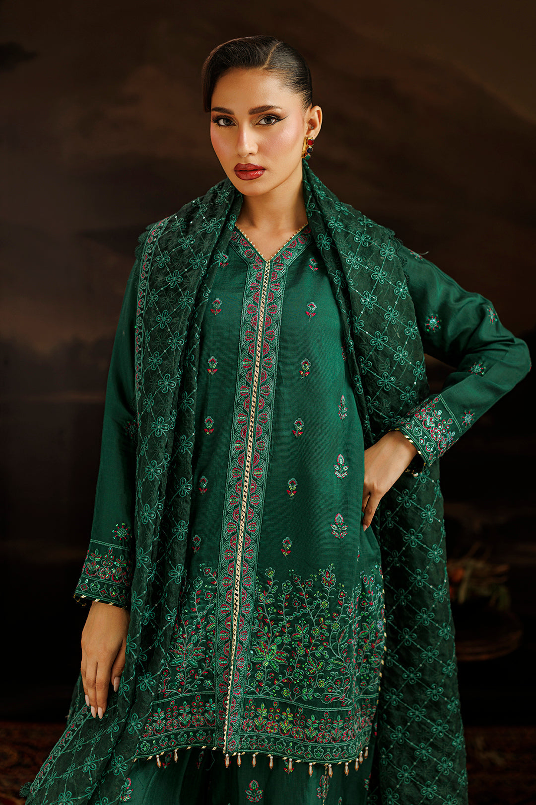 Embroidered Kurta Dupatta Trouser - 2735