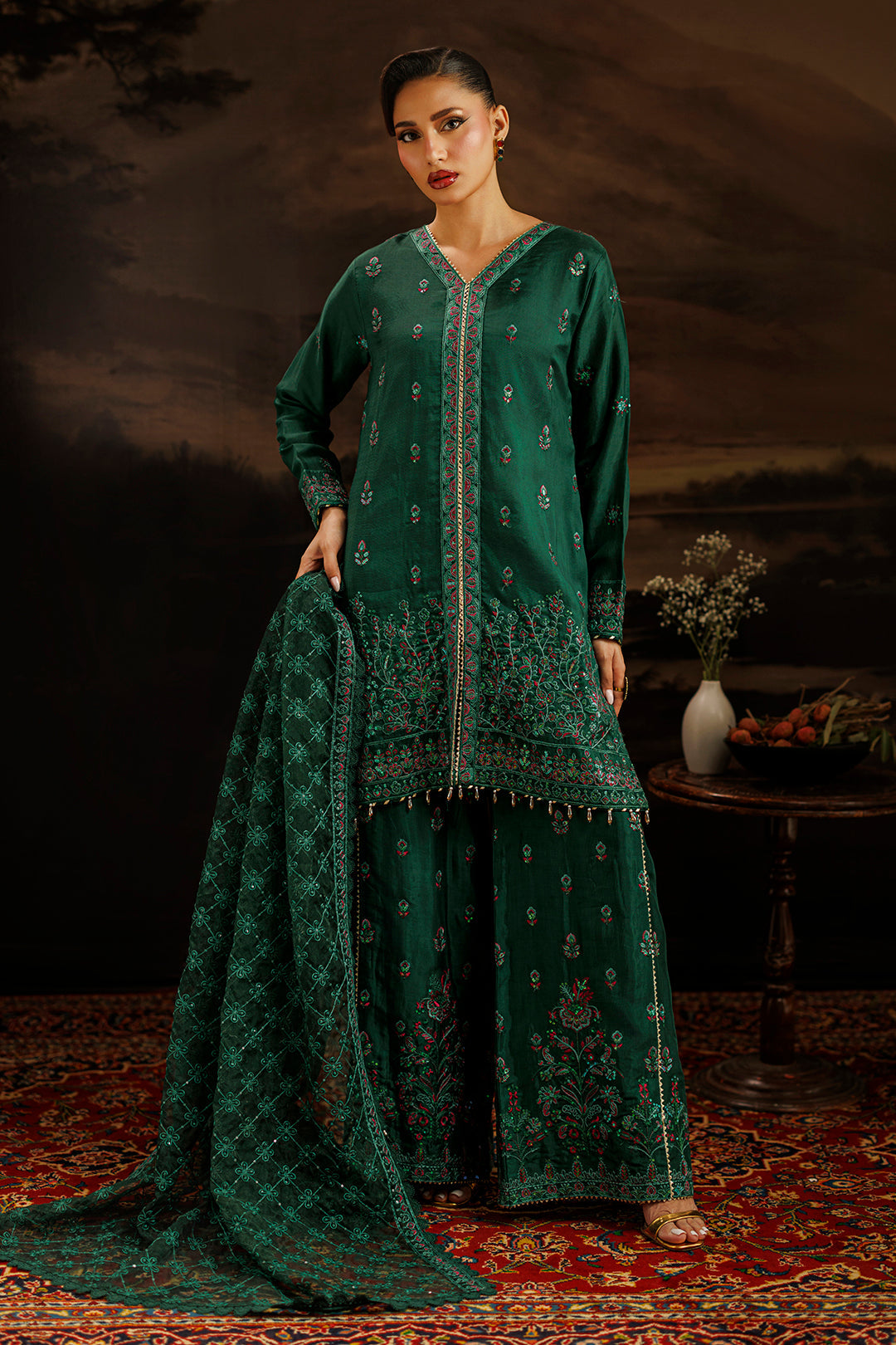 Embroidered Kurta Dupatta Trouser - 2735