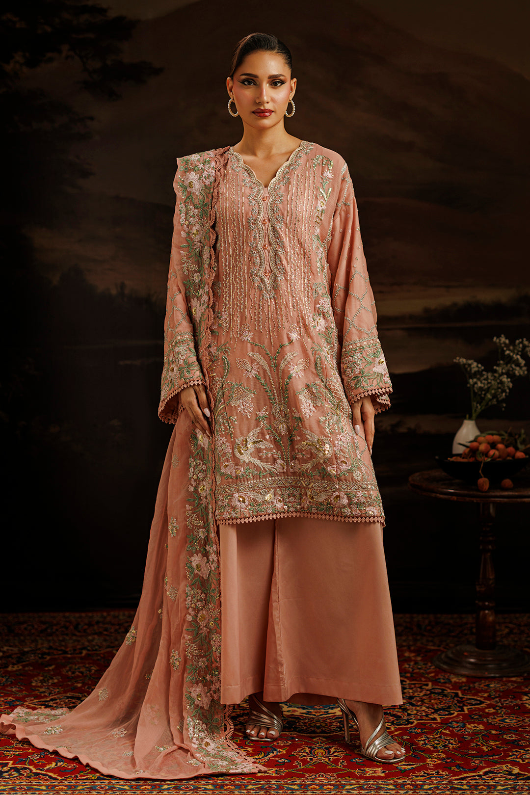Embroidered Kurta Dupatta Trouser - 0761