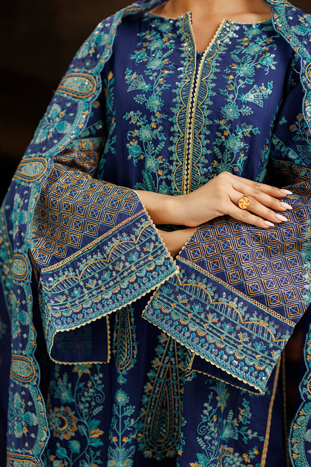 Embroidered Kurta Dupatta Trouser - 0764