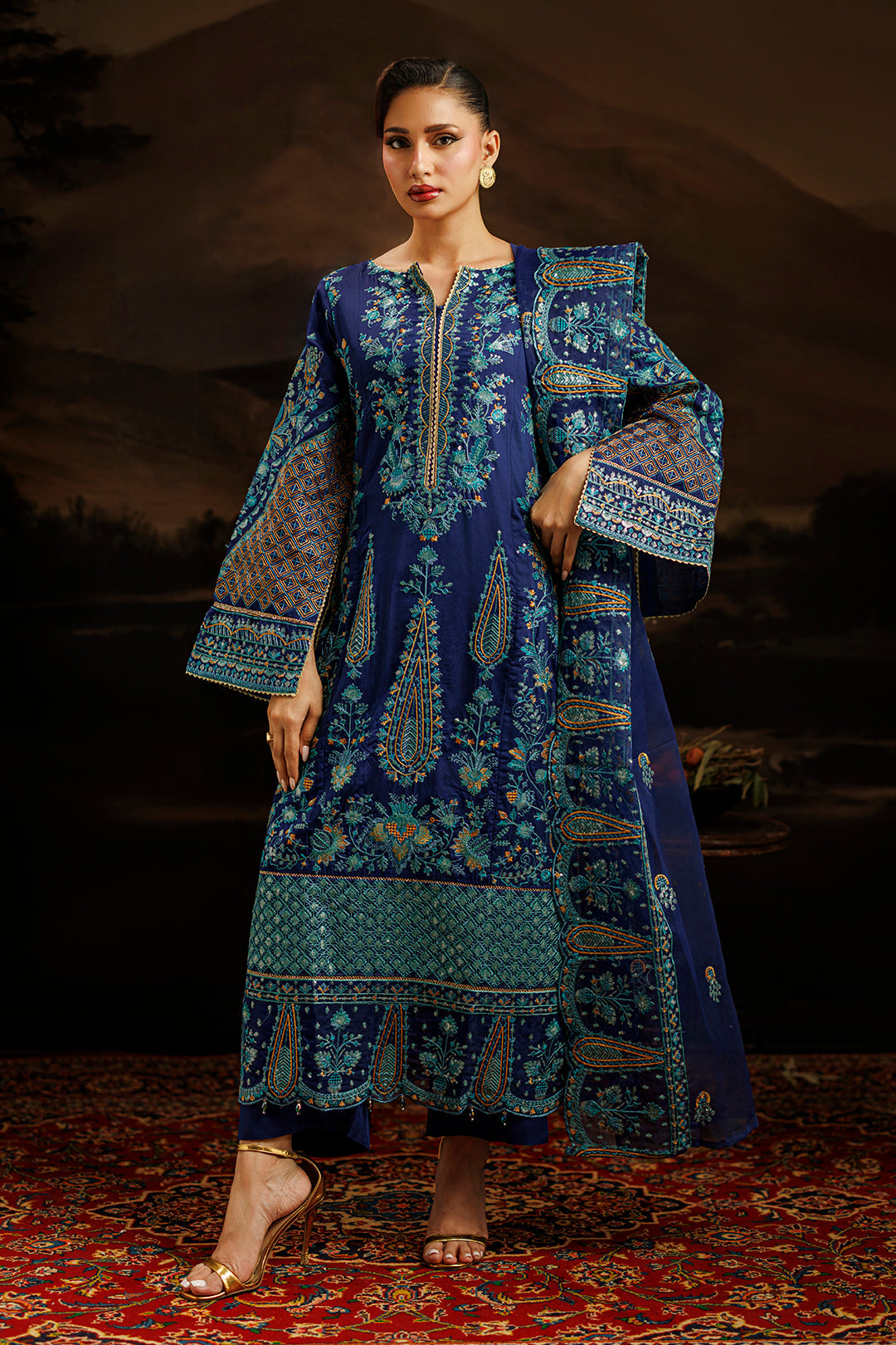 Embroidered Kurta Dupatta Trouser - 0764