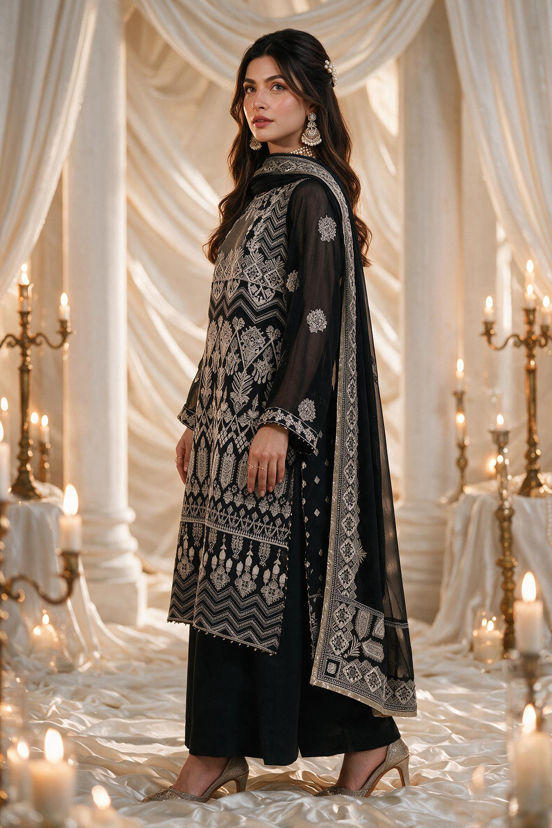 Embroidered Kurta Dupatta Trouser - 0766