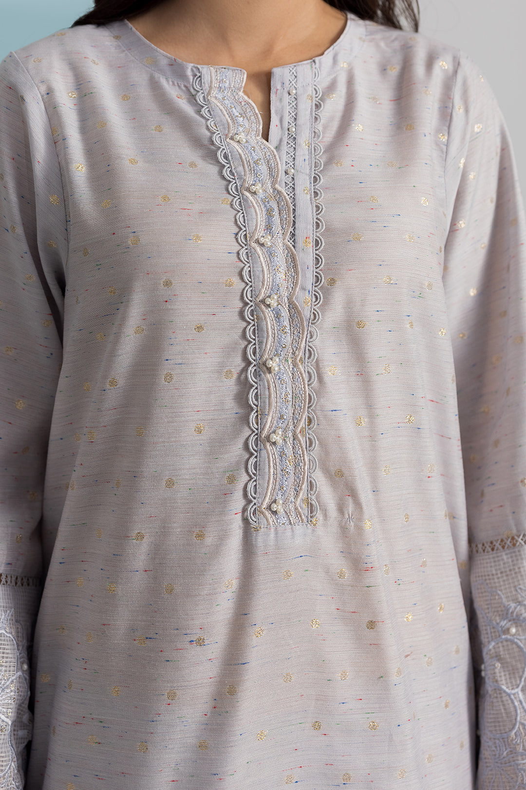 Embroidered Kurta Trouser - 1976
